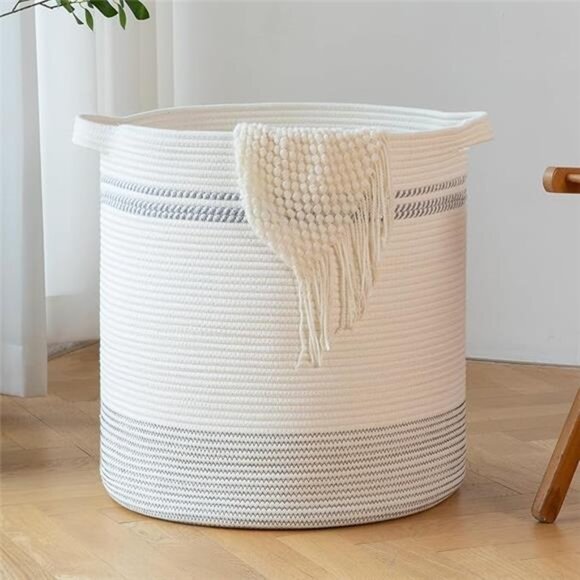 80L Laundry Basket, Laundry Hamper, Cotton Rope Storage Basket - Picture 7 of 7